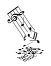 Music note fall from a broken staff Royalty Free Stock Photo
