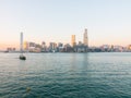 Tsim Sha Tsui Waterfront from the Wan Chai Ferry Pier, Hong Kong Royalty Free Stock Photo