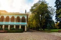 Tsinandali, Georgia - November 4, 2018: Chavchavadze House Museum, Tsinandali. Two-story mansion with a white openwork terrace