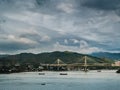 Tsing Ma Bridge, Hong Kong, China. Royalty Free Stock Photo