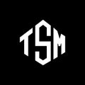 TSM letter logo design with polygon shape. TSM polygon and cube shape logo design. TSM hexagon vector logo template white and Royalty Free Stock Photo