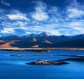 Tso Kar salt water lake in Ladakh, Jammu and Kashmir, North India Royalty Free Stock Photo
