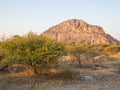 Tsodilo Hills heritage site in the kalahari of Botswana during the golden hour Royalty Free Stock Photo