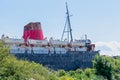 TSS Duke of Lancaster abandoned railway steamer ship docked in Mostyn Docks Royalty Free Stock Photo