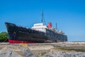 TSS Duke of Lancaster abandoned railway steamer ship docked in Mostyn Docks Royalty Free Stock Photo