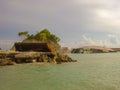 Tsunami capsized ship and wrecked barge