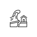 Tsunami earthquake line icon