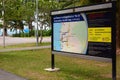 Tsunami evacuation route map boardsign on Nang Thong beach. Khao Lak. Bang La On. Phang Nga province. Thailan.