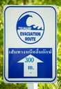 Tsunami evacuation route sign