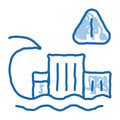 tsunami flood city doodle icon hand drawn illustration