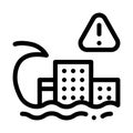 Tsunami flood city icon vector outline illustration