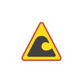 Tsunami hazard sign flat icon