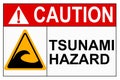 Tsunami hazard zone caution sign