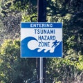 Tsunami Hazard Zone Evacuation Route warning sign Royalty Free Stock Photo