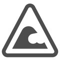 Tsunami hazard zone sign icon, warning sign vector