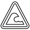 Tsunami hazard zone sign icon, warning sign vector