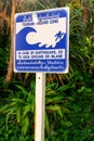 Tsunami hazard zone sign on Phi Phi Leh Island, Krabi province,