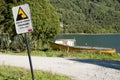 Tsunami Hazard Zone Sign - Puyuhuapi - Chile Royalty Free Stock Photo