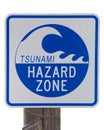 Tsunami Hazard Zone warning sign isolated Royalty Free Stock Photo