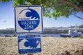 `Tsunami Hazard Zone` warning sign Royalty Free Stock Photo