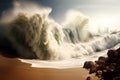 Tsunami hitting beach Royalty Free Stock Photo