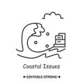 Tsunami icon. Big ocean wave and coastal city simple vector illustration Royalty Free Stock Photo