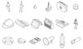 Tsunami icons set vector outline