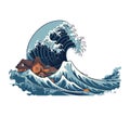 tsunami natural disaster with big wave Royalty Free Stock Photo