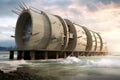 tsunami-proof building with strong reinforced walls