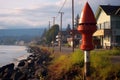 tsunami siren alarm system in coastal village