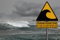 Tsunami warning and evacuation sign
