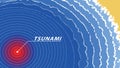 Tsunami warning wave signal sea top view