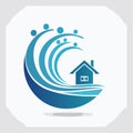 Tsunami Wave Approaching a House Vector Icon Royalty Free Stock Photo