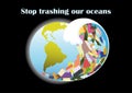 Tsunami wave from plastic debris Royalty Free Stock Photo