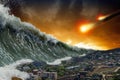 Tsunami waves, asteroid impact Royalty Free Stock Photo