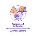 Tsunamis and earthquakes concept icon