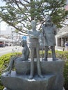 Bronze statues of manga characters from Galaxy Express 999 and Space Battleship Yamato Royalty Free Stock Photo