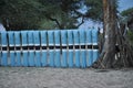 Tswana traditional court fenced with metal rails painted blue white and black Royalty Free Stock Photo