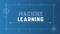 Machine Learning Banner Background. Blueprint Style Typography for AI technology Royalty Free Stock Photo