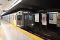 TTC line 2 subway train arriving at Christie Station in Toronto, Canada Royalty Free Stock Photo