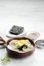 Tteok mandu guk, Korean dumpling and rice cake soup Royalty Free Stock Photo