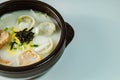 tteok mandu guk, Korean style dumpling soup with sliced rice cake Royalty Free Stock Photo