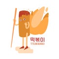 Tteokbokki. Popular Korean traditional food. Funny character
