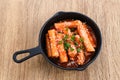 Tteokbokki or Topokki , stir fried rice cake stick, popular Korean street food Royalty Free Stock Photo