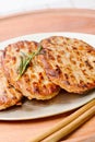 tteokgalbi, korean Grilled Short Rib Patties, Minced beef rib meat seasoned with garlic and soy sauce, molded around the bone and Royalty Free Stock Photo