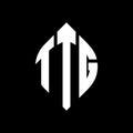 TTG circle letter logo design with circle and ellipse shape. TTG ellipse letters with typographic style. The three initials form a Royalty Free Stock Photo