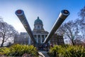 Tthe 15-inch battleship guns at the Imperial War Museum, London, England