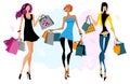 Tthree women with shopping bags Royalty Free Stock Photo