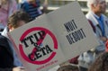 TTIP GAME OVER activist in action during a public demonstration