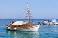 TTraditional Greek boats at the coast of Crete Royalty Free Stock Photo